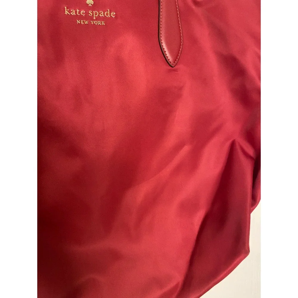Kate Spade Chelsea Large Tote Bag Red Nylon Shoulder Bag with Pouch